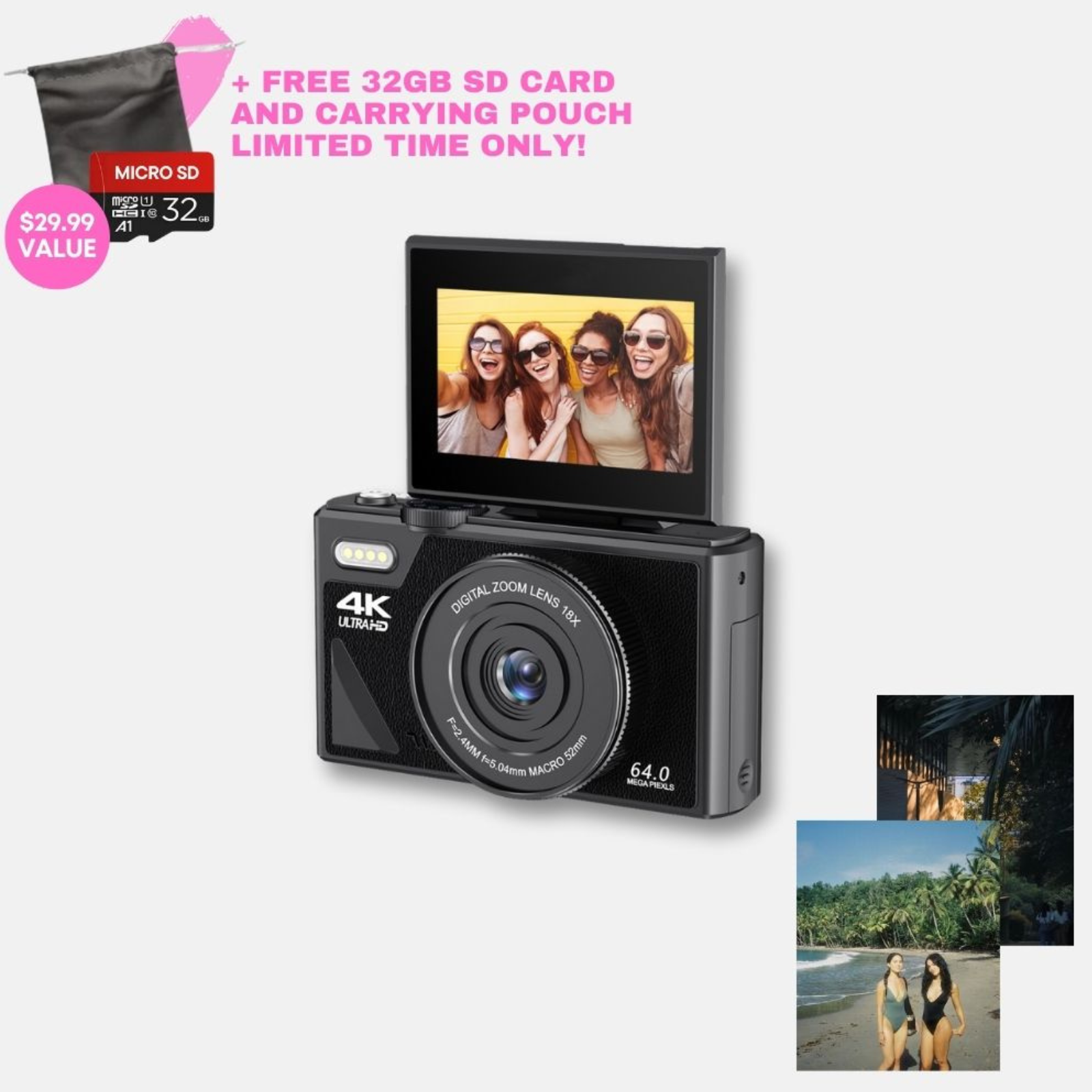 Snap'd Flip 4K Selfie Screen Camera – TenPocket1